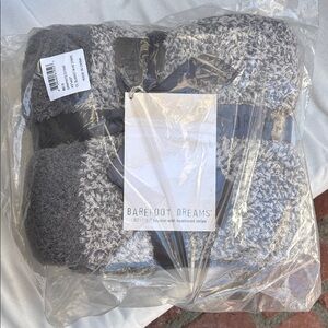 Barefoot Dreams Heathered Gray and White Throw